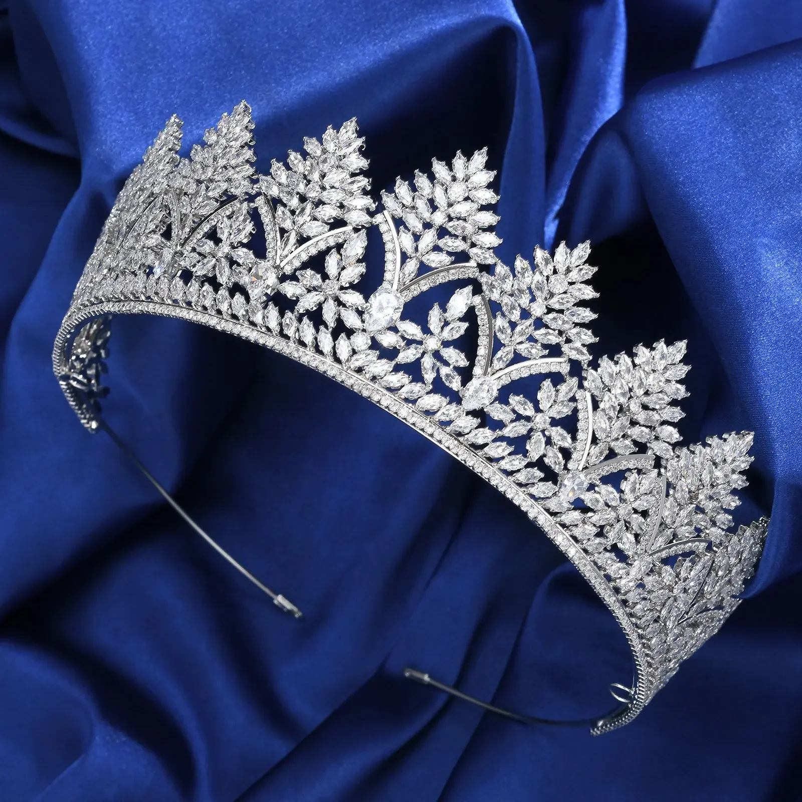 Baroque Big Crowns For Queen Zirconia CZ Royal Bridal Tiara Crown For Pageant Quinceanera Party Wedding Hair Jewelry Headdress