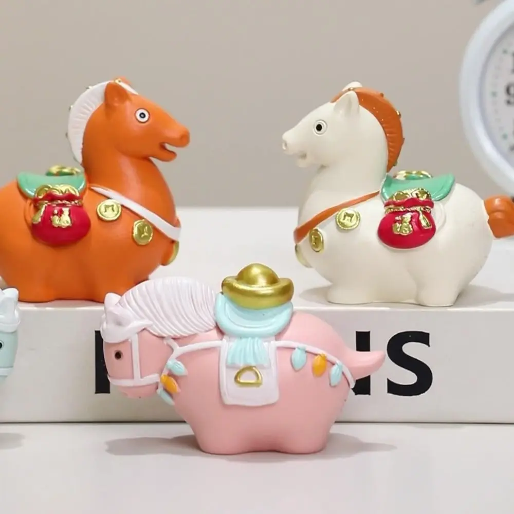 

Mascots Resin Rotatable Pony Figurine Vivid Design Unique Zodiac Horse Figurines Cartoon Exquisite Horse Statue Spring Festival