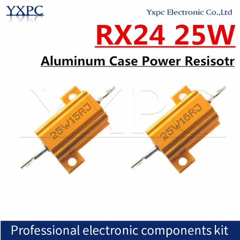 RX24 25W Aluminum Power Metal Shell Case Wirewound Resistor 0.01 ~ 100K 1 2 3 5 6 8 10 20 100 150 200 300 500 1K 10K 30K 50K ohm