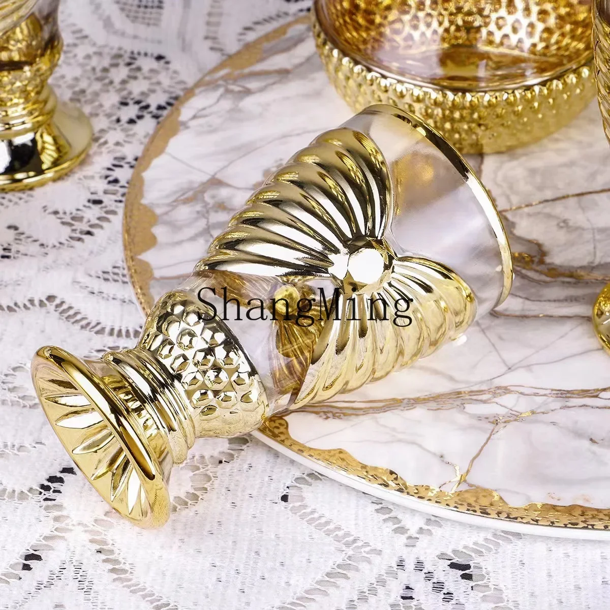 

CLL wholesale gold-plated glass cold kettle home decoration ornament water utensils gift set