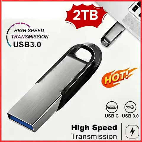 2TB USB Flash Drive High-Speed Metal Pen Drive 1TB 512GB Large Capacity USB 3.2 Portable Memory Stick For Car Phone Computer New