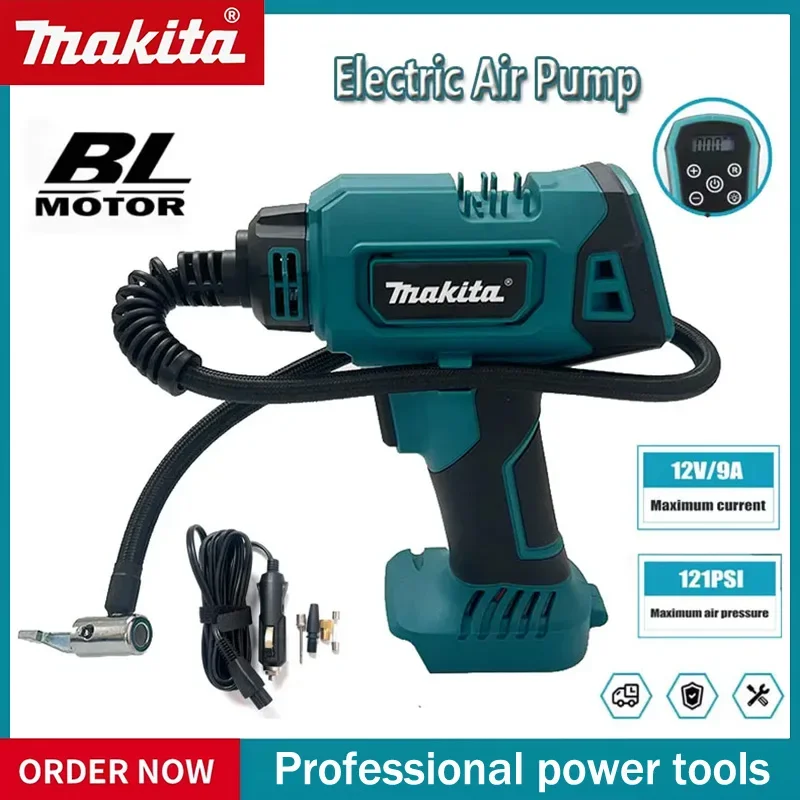 

Беспроводной портативный электрический воздушный насос Makita 12В, перезаряжаемый ручной компрессор для автомобилей, совместимый с аккумулятором Makita 18В