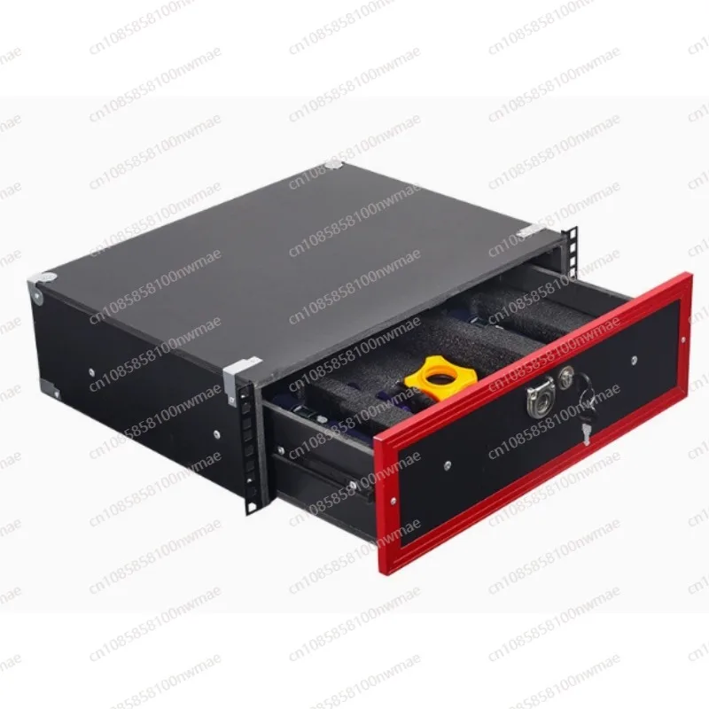 2U Lockable Wooden Rack Drawer with Foam Interior for Audio Equipment