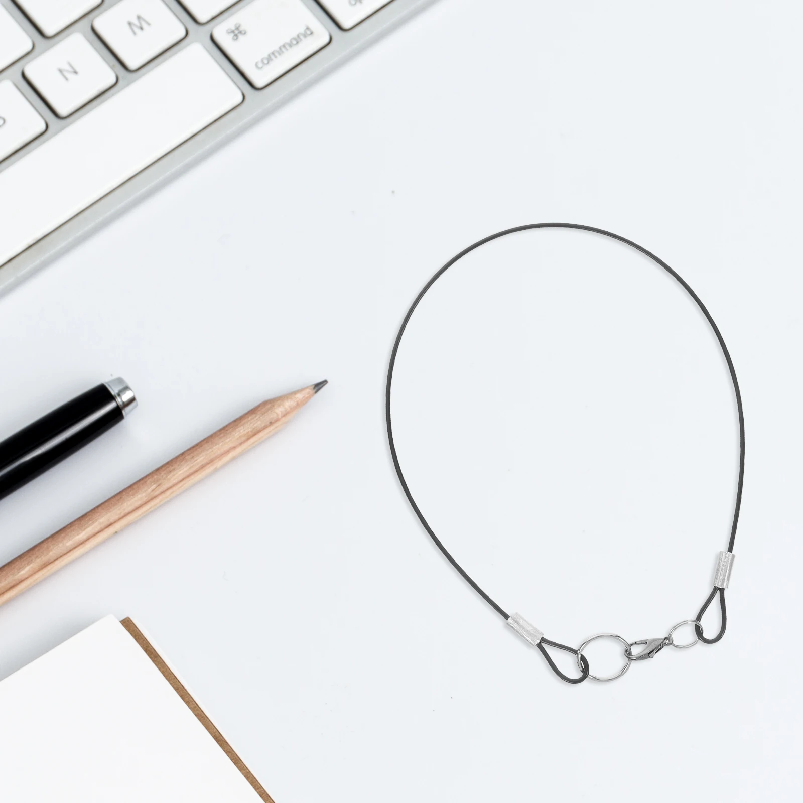 

4pcs Anti-Lost Steel Wire Lanyards Universal Clip Pen Cable Organizer Strong Pu Coated For Keys Glasses Id Badges