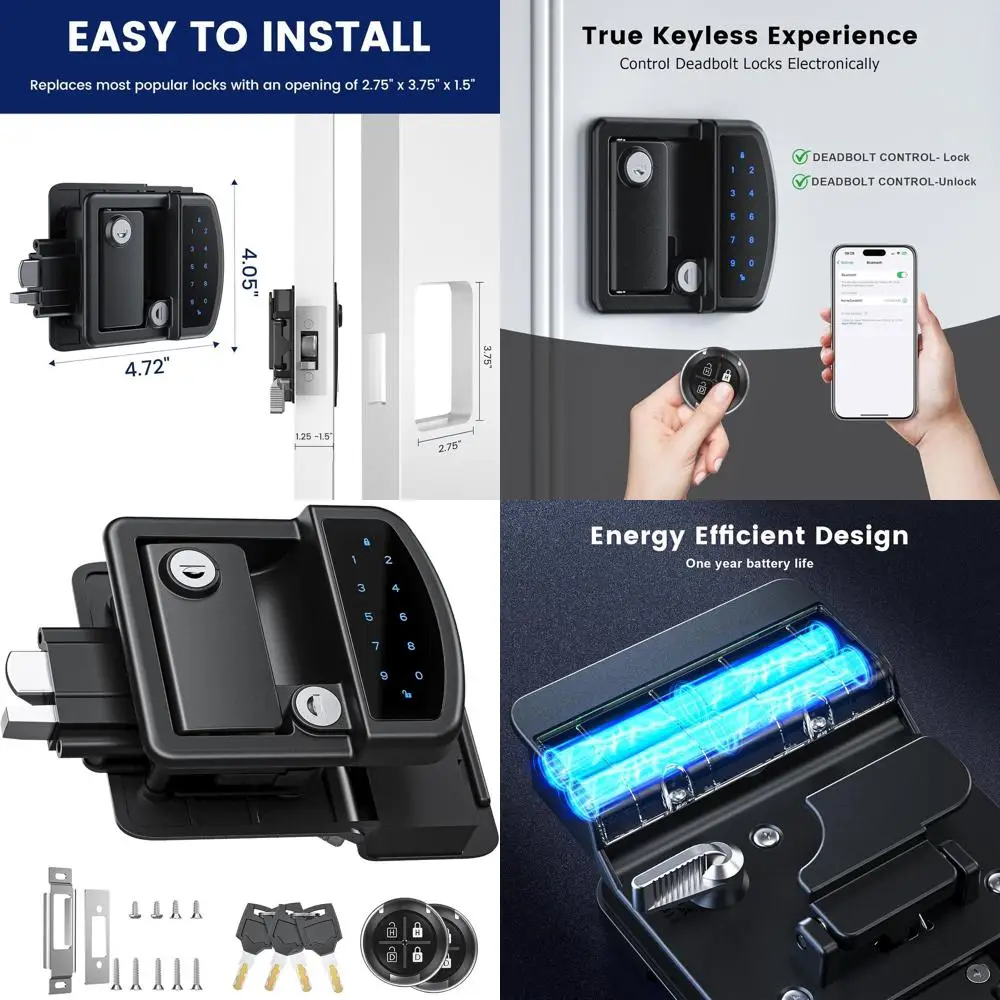 RV Keyless Entry Door Lock,RV Door Lock Keyless Entry Supports Dual Operation via passcode and Remote Control, Suitable for rv L