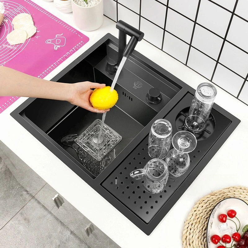 Bar Sink Kitchen Invisible Island Water Basin Nano S304 Stainless Steel Tea Table Coffee Cup Washer Small Single Slot