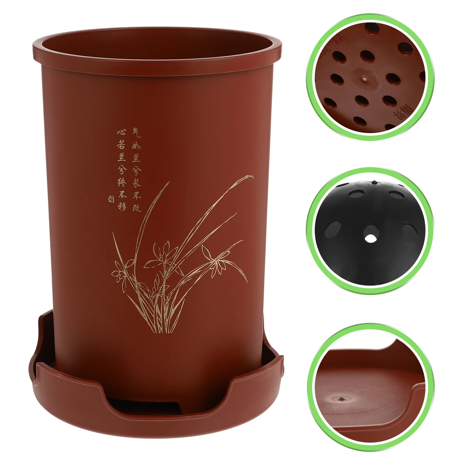 

Tall Flower Pots Outdoor Orchid Table Decor Creative Flowerpot Brown Resin Vintage