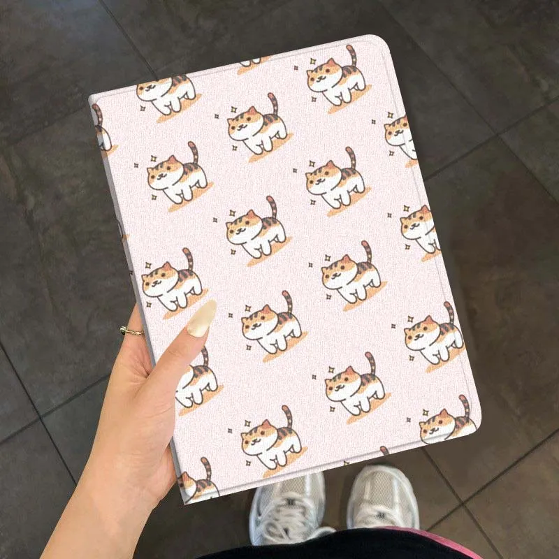Etui na tablet z motywem kota, uroczy wzór, do iPad Pro Air Mini 2 3 4 5 6 7 7. generacji 8. generacji 9. generacji 10. generacji 11. generacji 10.2 9.7 10.5 10.9 11 13 cali