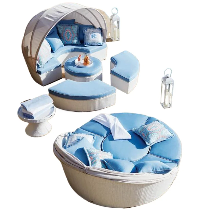 

Уличный шезлонг для патио и балкона, пляжная кровать для курортов, плетеная кровать из ротанга, уличный диван-кровать для террасы