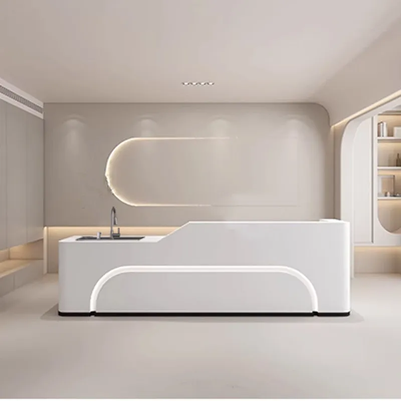 Luxury Service Reception Desk Table Front Beauty Salon Business Reception Desk Shop Cashier Bancone Per Negozio Corner Furniture