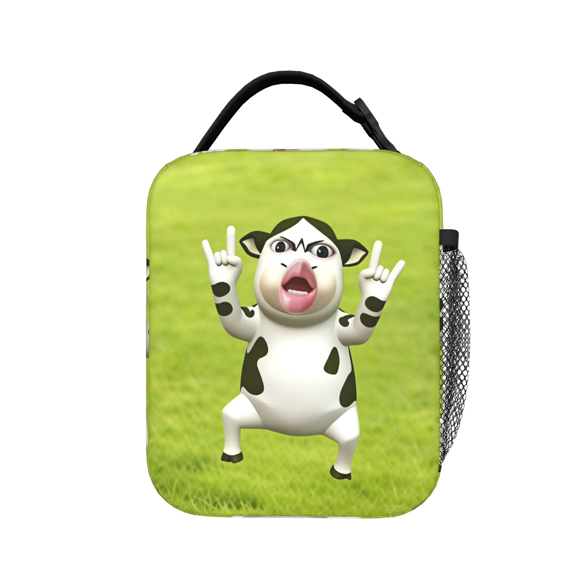Funny Grassland Cattle Meme  Lunch Bag  Travel Lunch Box For Women Casual Custom Tote Food Bags Oxford Convenient Cooler Bag