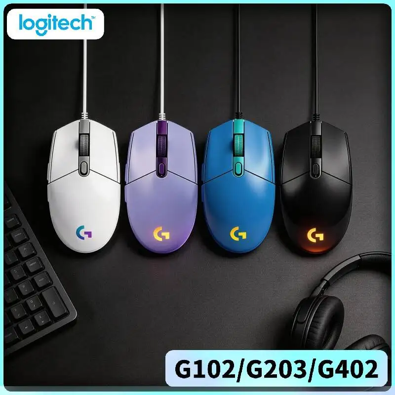 

Logitech G102 G203 G402 Wired Gaming Mouse Multi-Color RGB Effects High DPI Performance for All Skill Level Players