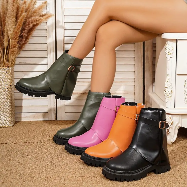 Melard Belt Buckle Knight Boots, Over-the-knee Mid-calf Boots for Women, Stylish Slouchy Pants Boots