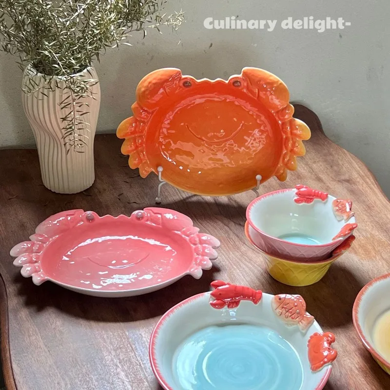 

Pet cat ceramic bowls and plates, tableware, rice bowl relief handmade plates, high temperature resistance