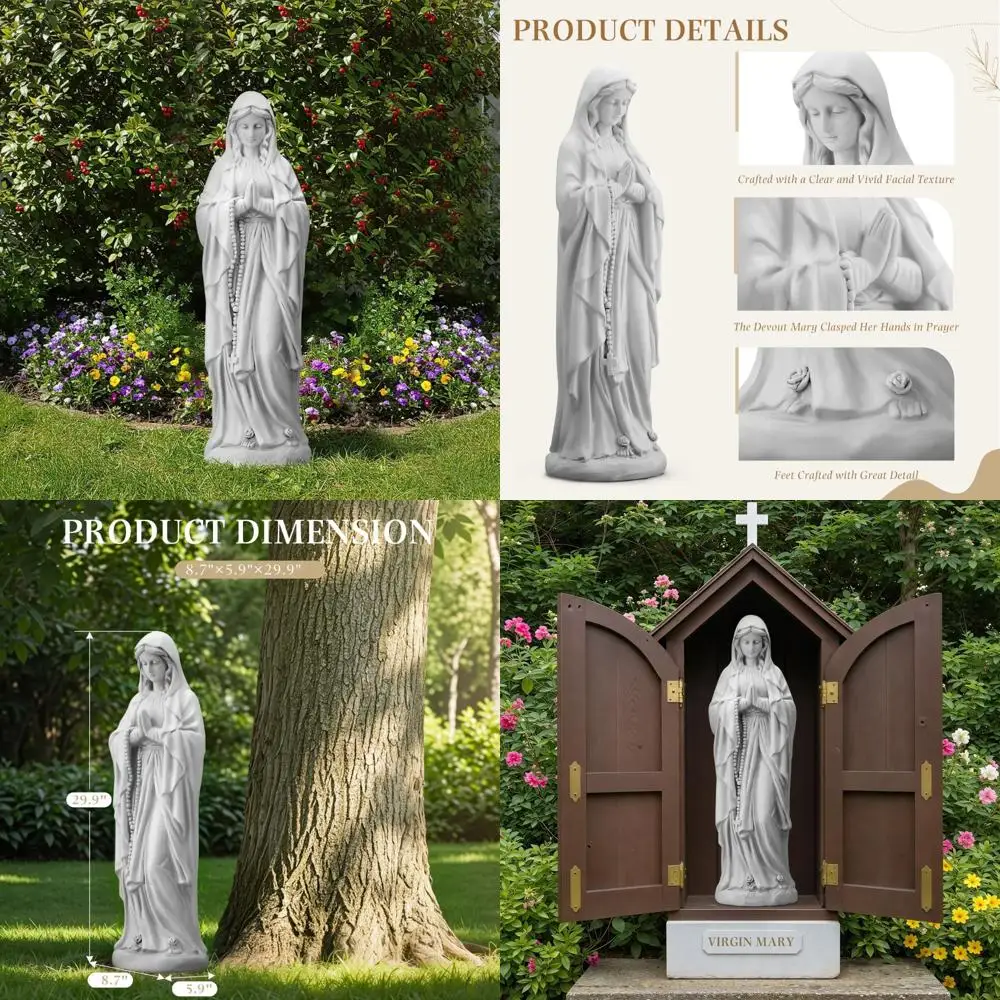 

Садовая статуя Девы Марии на открытом воздухе, высота 29,9 дюйма, религиозная скульптура для декора дома и патио