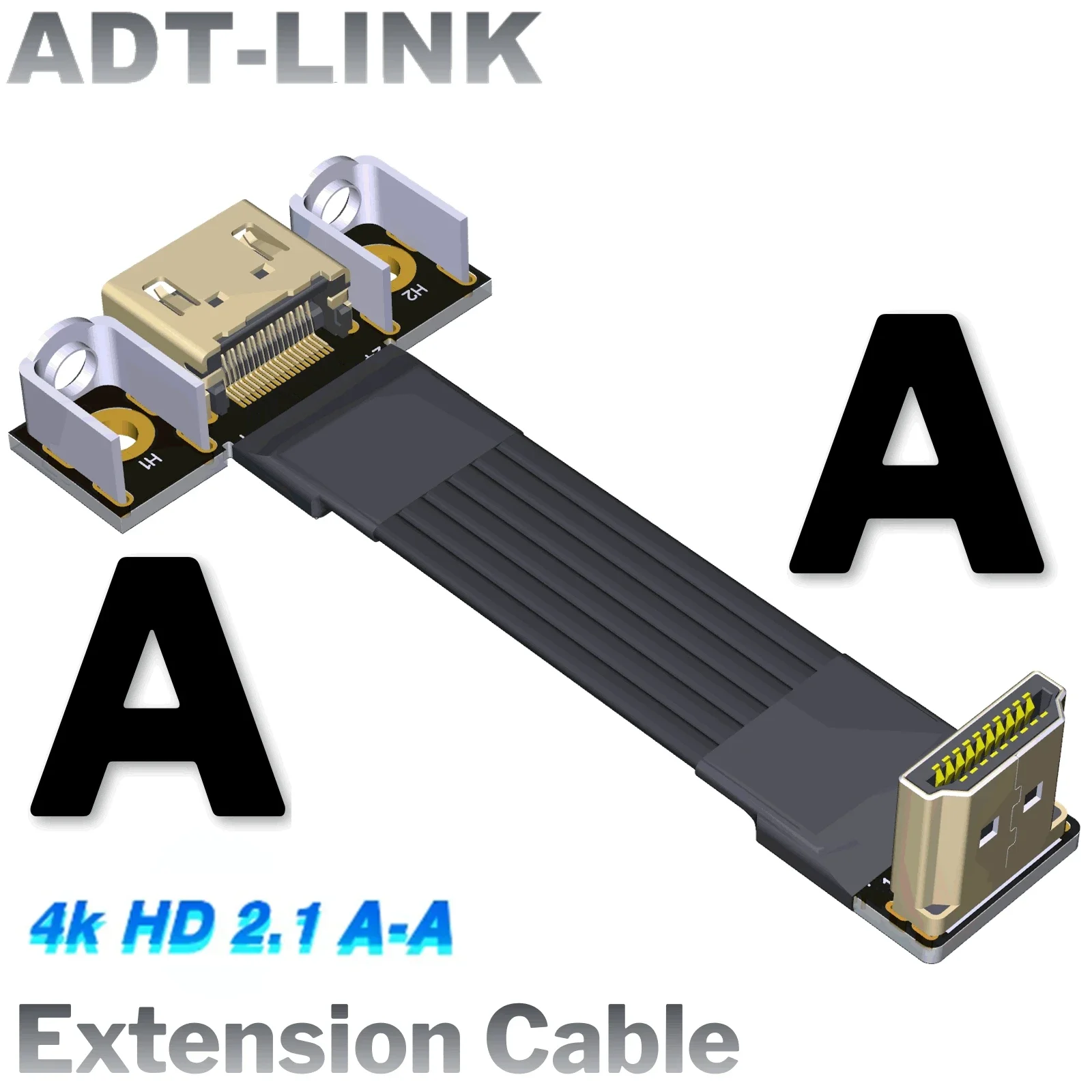 Newest A-A Type Standard HD 2.1 Extension Cable Metal Shielded HDMI-V2.1 Ribbon Flat Cable 2K/240Hz 4K/144Hz HD Data Video Cable