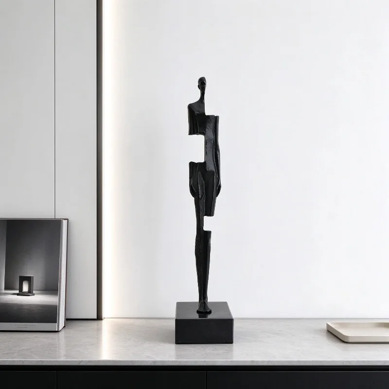 Black Alloy Figurines Nordic Simple Creative Figurines Hollowed Out Segmented Human Miniatures Hotel Fashion Art Decoration