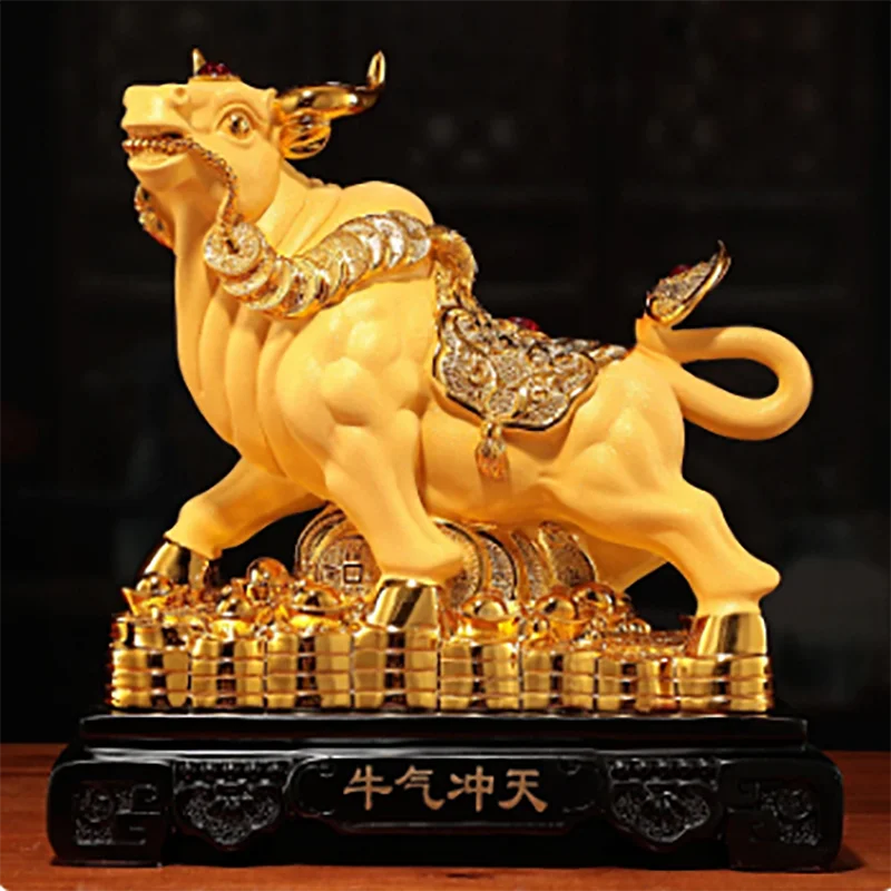 

Fengshui Golden Bull Decorations Resin Lucky House Home Living Room Tv Cabinet Wine Cabinet Decor Housearming Gifts Ornaments