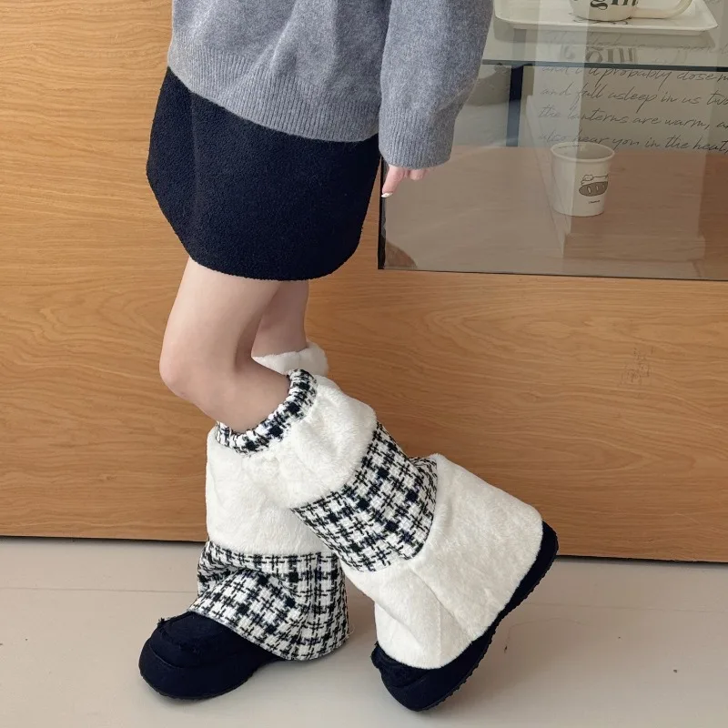 女性の暖かい靴下ニットレトロレッグプロテクター厚く暖かい足グレールーズソックスセット新しいスタイル