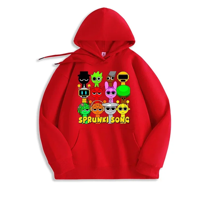 Sprunki Cartoon Pattern Hoodies Boys Girls Clothing Loose Tops Casual Incredibox Anime Game 2025 Spring Autumn Children Hoodie