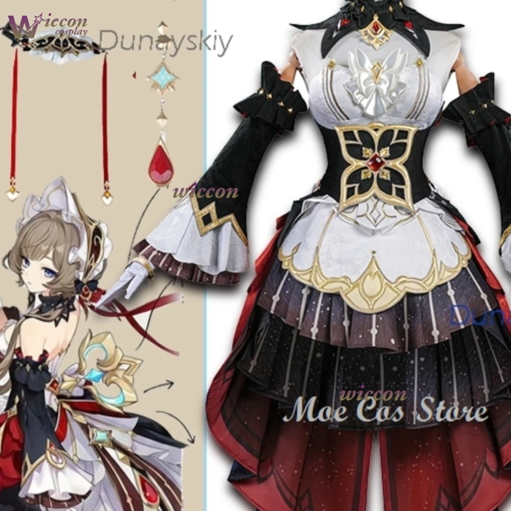 Genshin Impact Sandrone Lolita Costume Set – Dress + Wig + Stockings + Wind-up Spring Props + Shoes, Halloween Women's Outfit