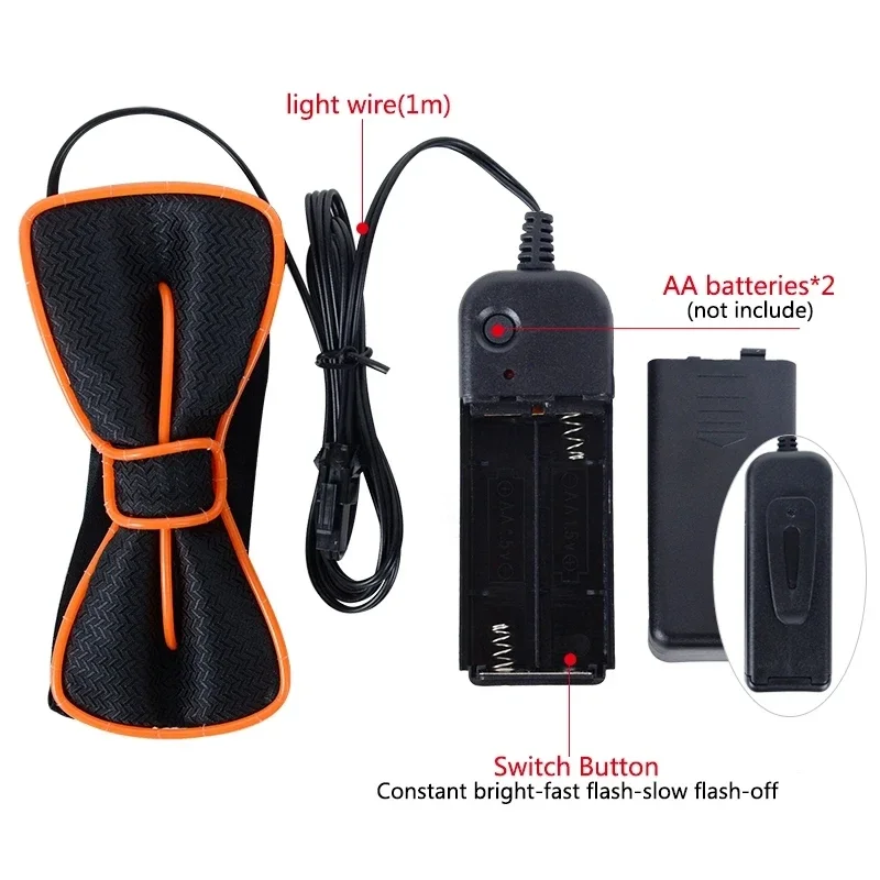 ربطة عنق مضيئة LED للرجال ، نيون السلك ، حفلة ، هالوين ، عيد الميلاد ، تضيء الديكور ، نادي بار ، ملابس المسرح ، دعامة