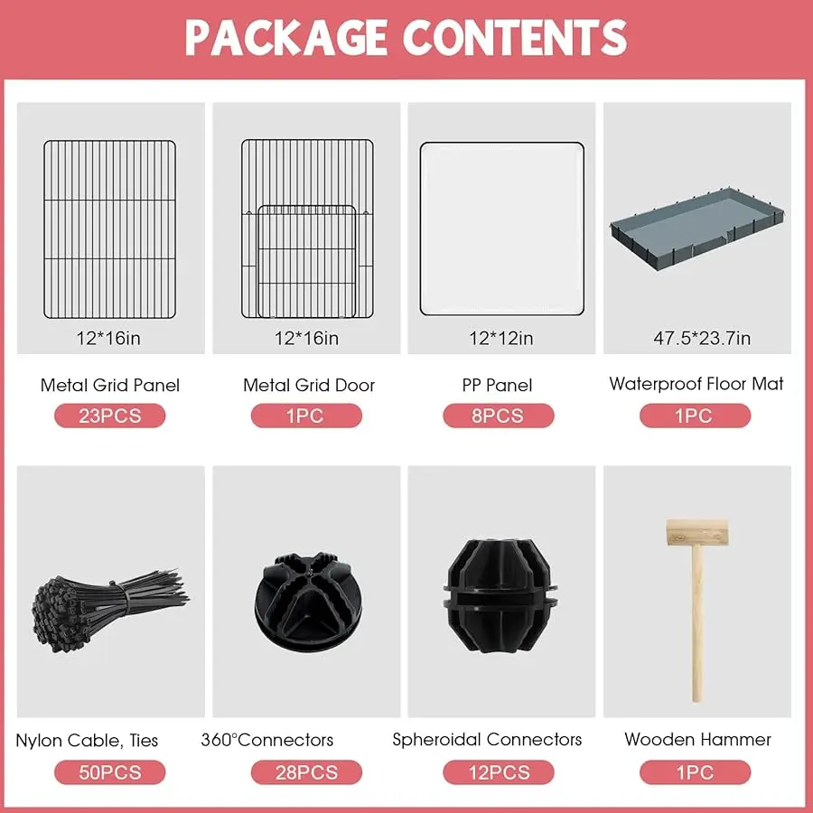 

32 Panels Small Animal Playpen,47.5" x 23.7" x 31.5" Pet Playpen with Upgrade Waterproof Mat,C&C Cage for Guinea Pigs, Rabbit/Bu