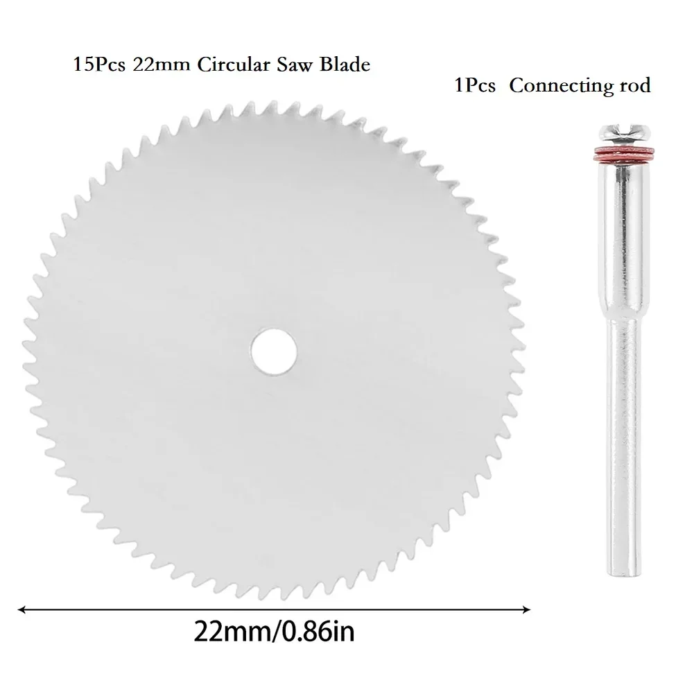 Mini Lame de Scie Circulaire en Acier Inoxydable, Disque de Coupe du Bois, Roue pour Outil Dremel, 22mm, 15 Pièces/Ensemble