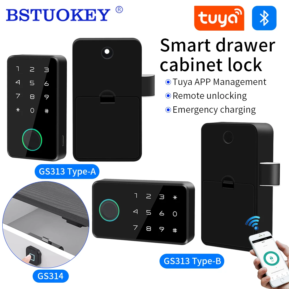 Tuya Smart Fingerprint Drawer Locks Invisible Electric RFID IC Card Cabinet Lock Unlock Intelligent Keyless Lock Easy To Install