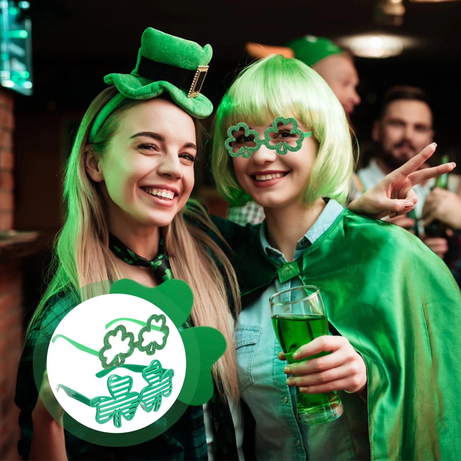 

2 шт., очки с клевером, аксессуары для костюмов для вечеринки, очки в виде трилистника, украшения на день Святого Патрика, аксессуары на день Святого Патрика
