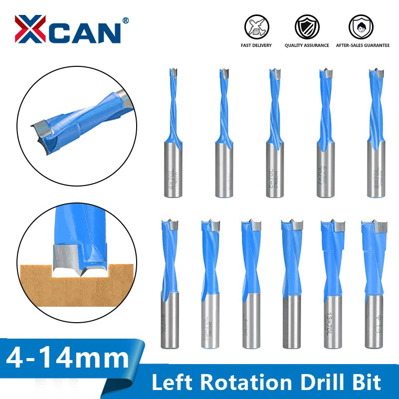 XCAN 1pc 4-14mm drewna wiertła forstnera lewy obrót frez wiertła do wiercenia wiertarki 2 flet Router wiertła