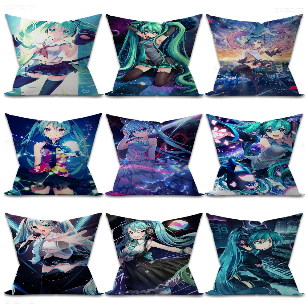 Anime H-Hatsunes M-MikU Cushion Cover Pillow Cover Decor Pillowcase Printed Cushion Case For Couch