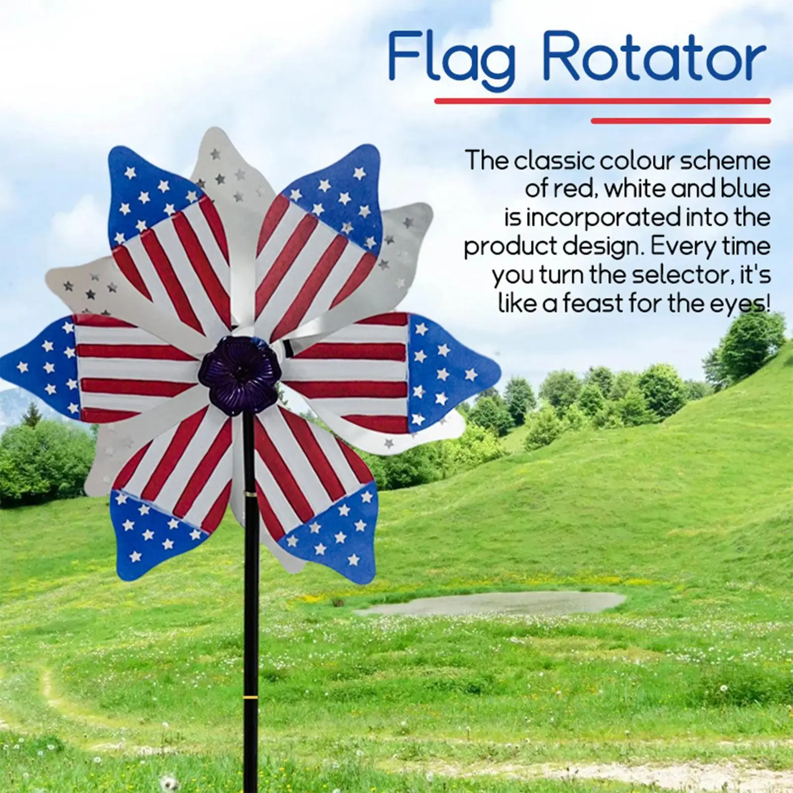 

Garden Spinner Patriotic Pinwheels with Stake Yard Wind Spinners for Garden Backyard Patio Lawn Porch Flower Bed Pathway