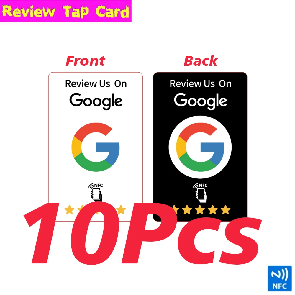 1/5/10 stuks Herbruikbare Review Tap Card Google Reviews Tap NFC-kaart Voor- en achterkant AB-zijde Beoordeel ons op Google Bespaart tijd Gebruiksvriendelijk