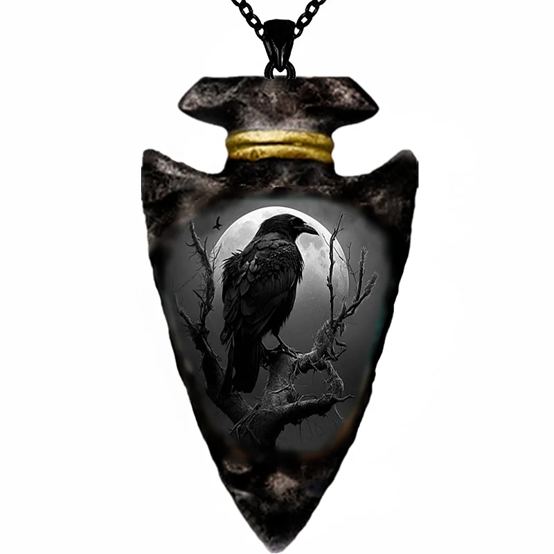 Gothic Crow Black Chain Pendant Necklace Hip Hop Necklace for Men Stainless Steel Jewelry Accessories Men Halloween Party Gifts