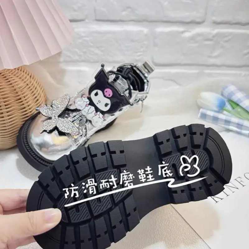 Kuromi Child Cotton Boots New Girl Short Boots Spring Autumn Anime Figure Sequins Fashion Kawaii Cartoon Children's Shoes