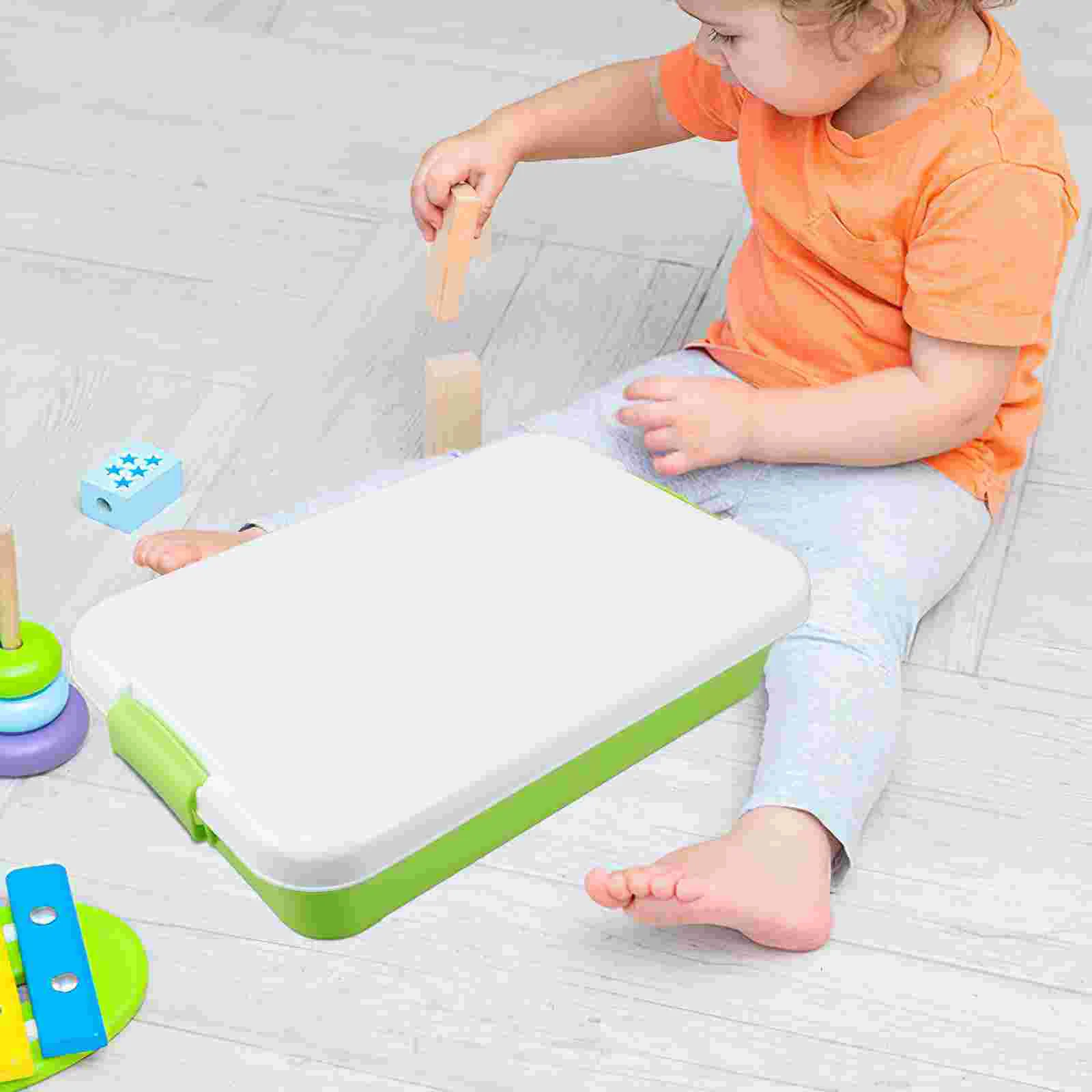 Sand Tray Portable Plastic Sandbox With Lid Water Proof Sky-blue Outdoor Toddler