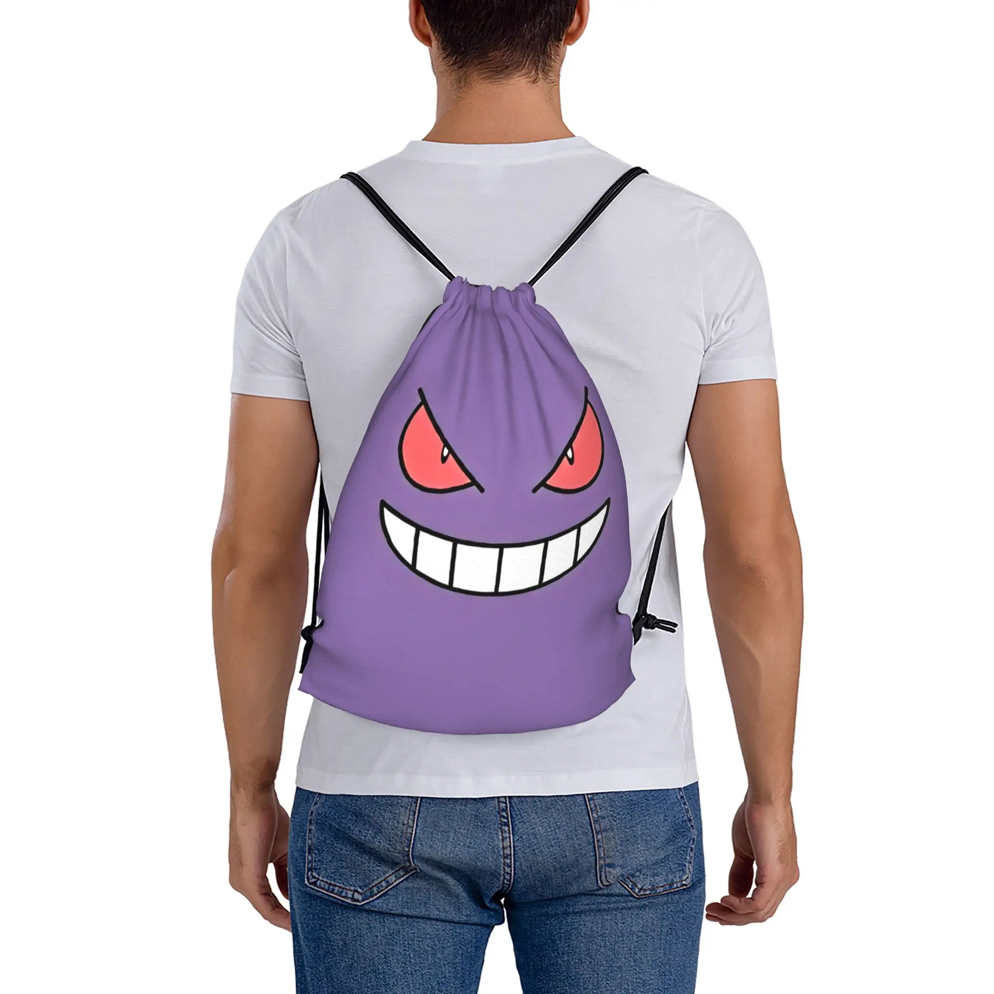 

Спортивные сумки-мешки Gengar 3 Pokemon на шнурке, унисекс, для хранения и организации вещей, с карманами и веревочными ручками