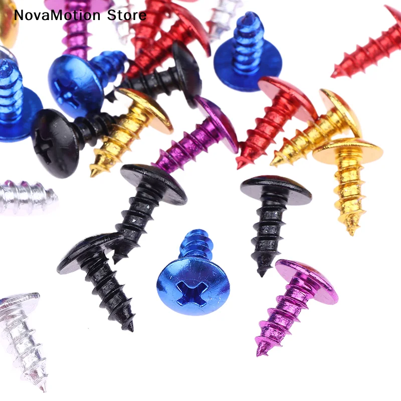 [NM]30Pcs/Pack M5*12MM Universal Aluminum Alloy Motorcycle Cross Head Self Tapping Bolts Screws Nut Round Head Thread Diameter