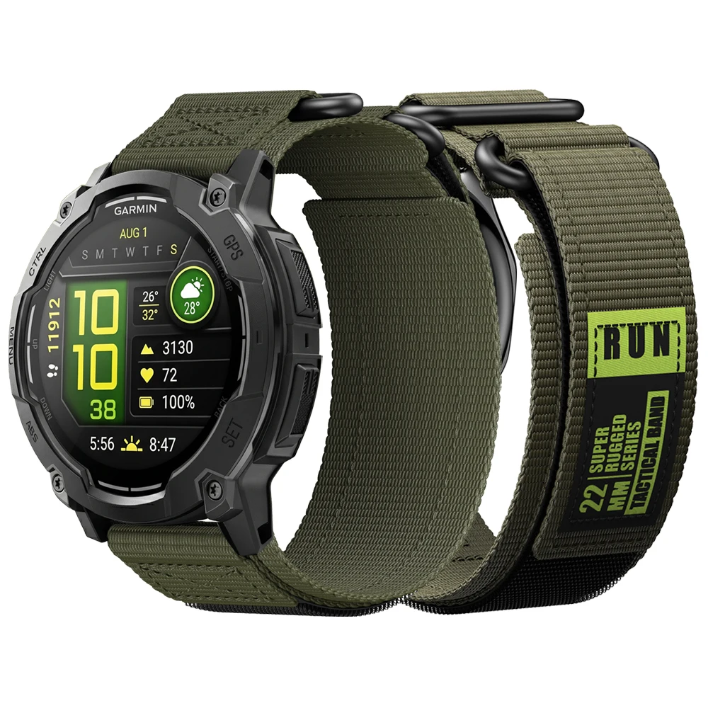 Double Loop Buckle Nylon Strap For Garmin Instinct 3 E 45mm AMOLED 22mm Watch Band For Garmin Instinct 2 Solar Braided Belt