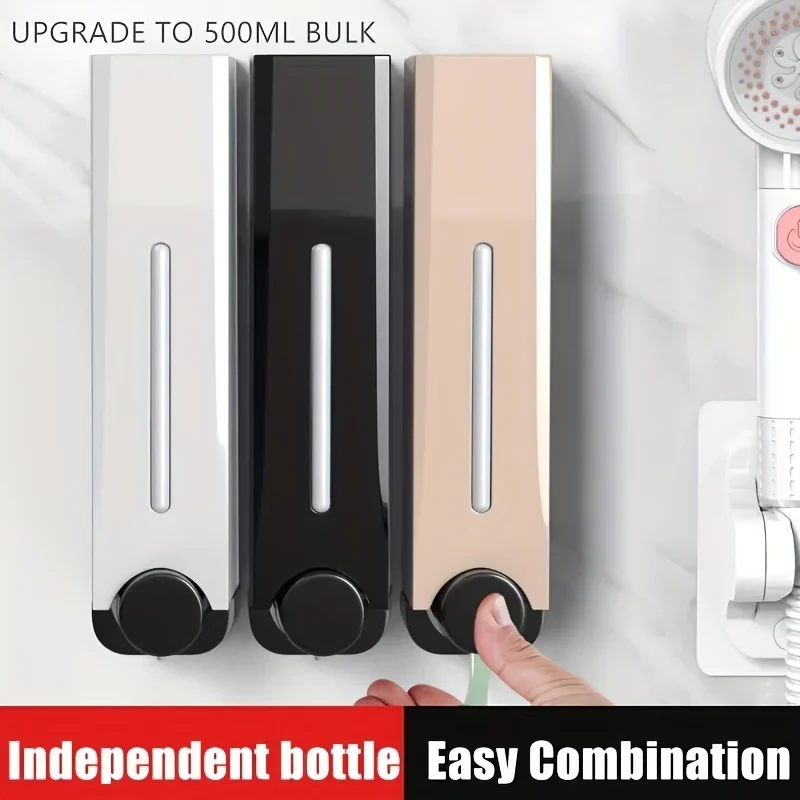 

A soap dispenser in a tube, wall-mounted bathroom liquid soap, hand sanitizer, shampoo and conditioner dispenser without holes