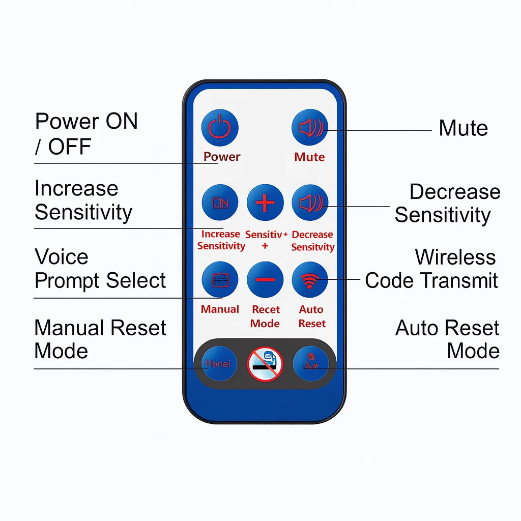 No-Smoking Smoke Detector Alarm | 120dB Voice Alert | 1-10 Adjustable Sensitivity | Remote Control | Plug-in Use | No Battery