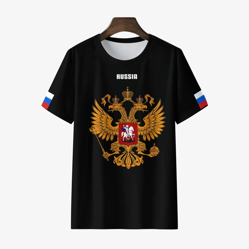 

Russia Flag Print Men's T Shirts National Emblem Harajuku Short Sleeve Tops Summer Street Leisure O-neck Oversized Tees