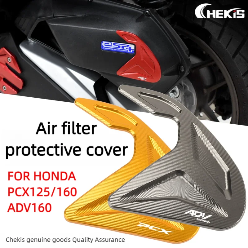 Chekis-Accesorios genuinos adecuados para Honda Abs versión Pcx125/160 Adv160, filtro de aire modificado, cubierta protectora decorativa, cubierta protectora modificada de aleación de aluminio, cubierta anticolisión