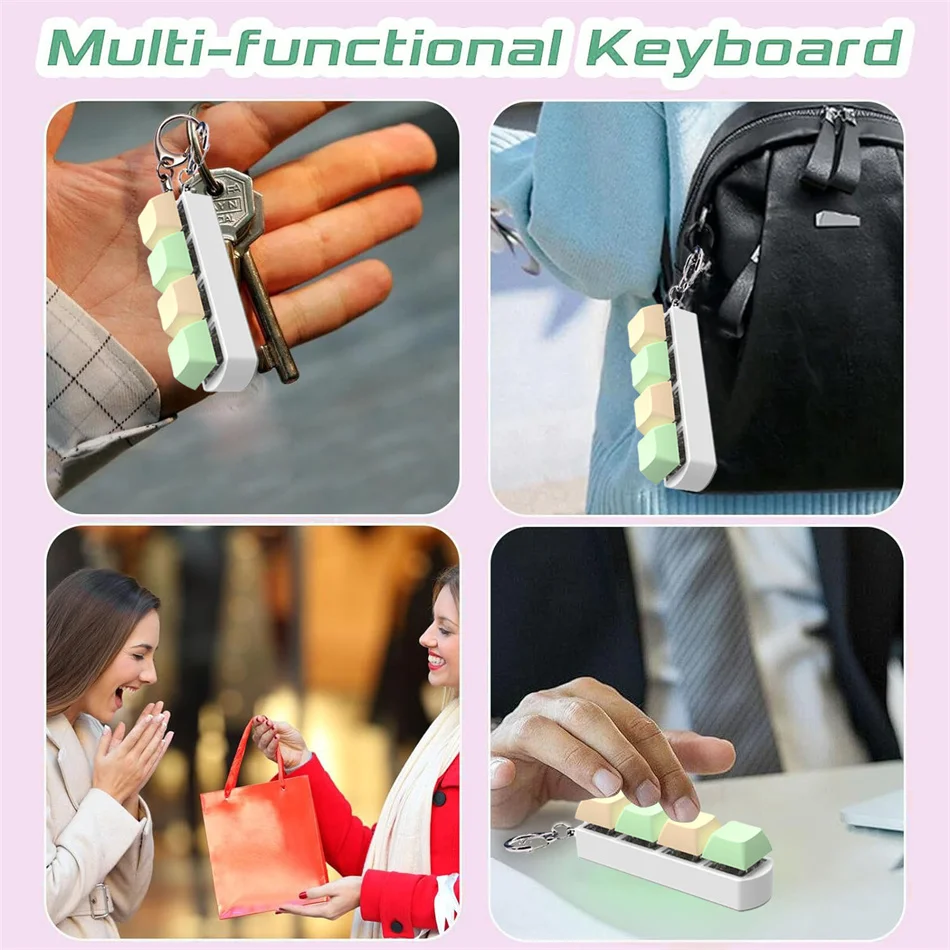 Keyboard Fidget Toys with Light Stress Relief Keyboard Keychain DIY Keycaps Button Finger Fidget Key Caps Shaft Tester Keychain