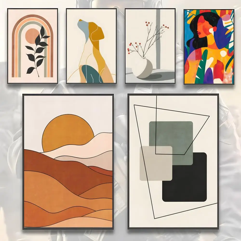 Póster Abstracto Boho en Lienzo, Vinilo Decorativo de Pared de Primera Calidad, Impresión HD, Resistente al Agua, Decoración