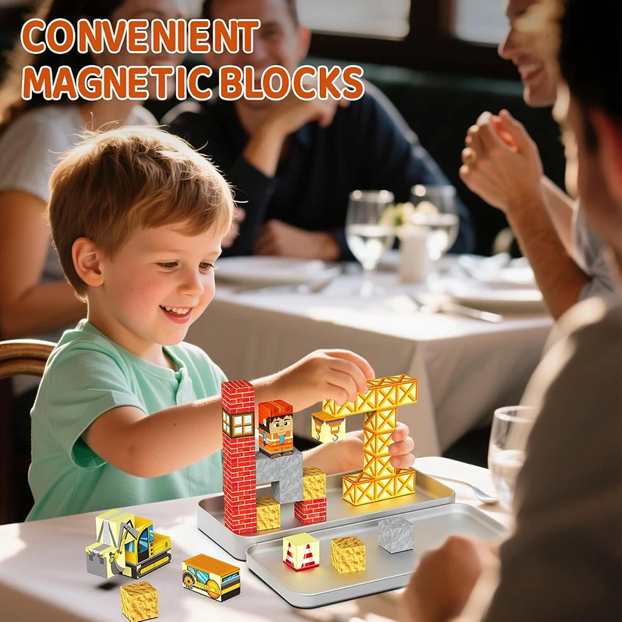 Blocs de Construction magnétiques pour enfants, jouets de voyage d'ingénierie STEM avec boîte en fer Portable, ensemble de Construction éducatif pour tout-petits
