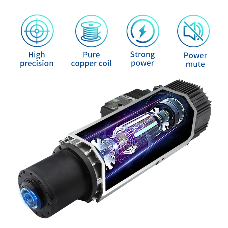 Hqd 9kw ISO30 Air-cooled Atc Spindle Motor CNC High Frequency Motor Spindle Automatic Tool Change + Bester 9.0KW Inverter Kit