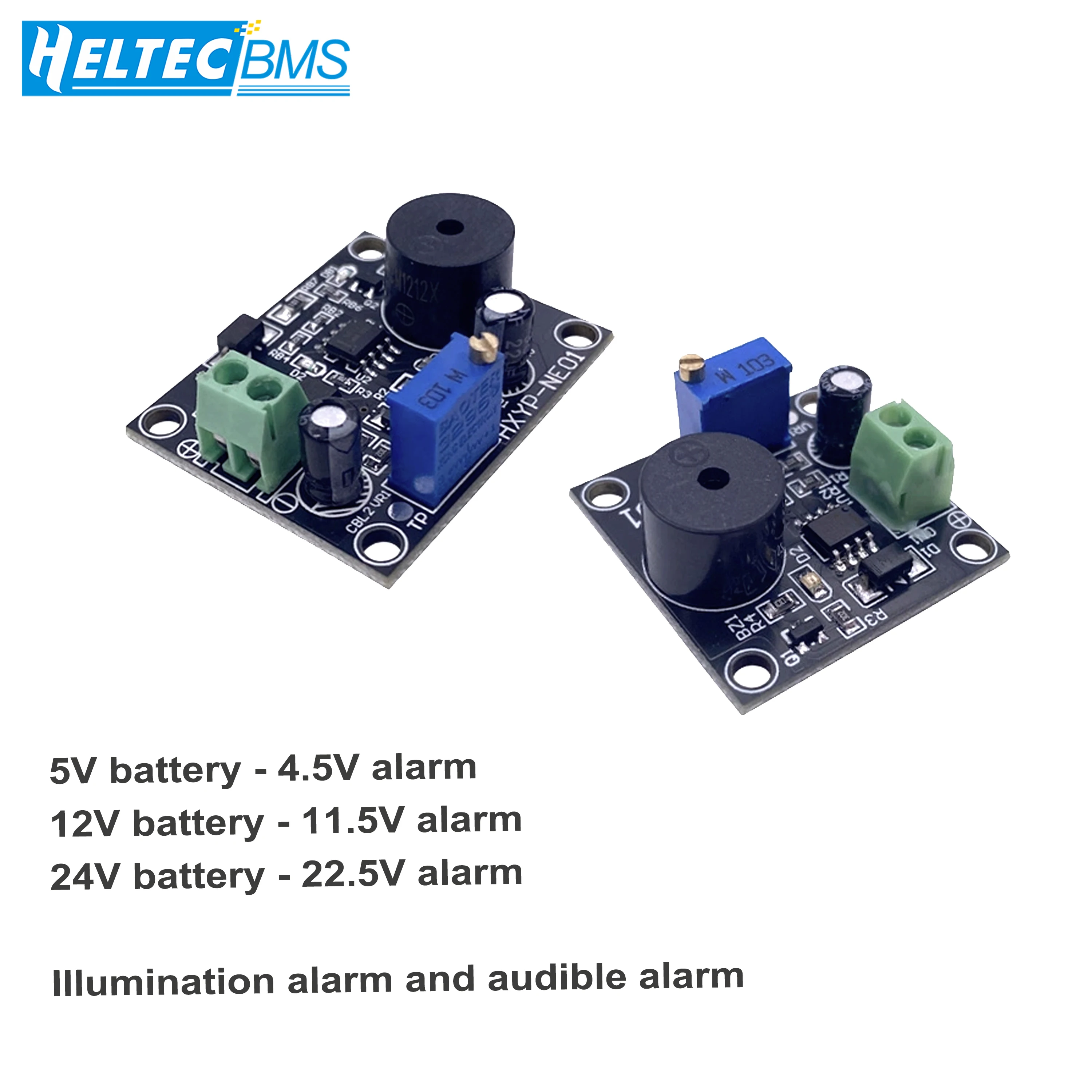 Battery Low Voltage Indicator Module, 5V/12V/24V Selectable with Constant or Beeping Alarm, Ideal for Li-ion/Pb-Acid/Solar Syste