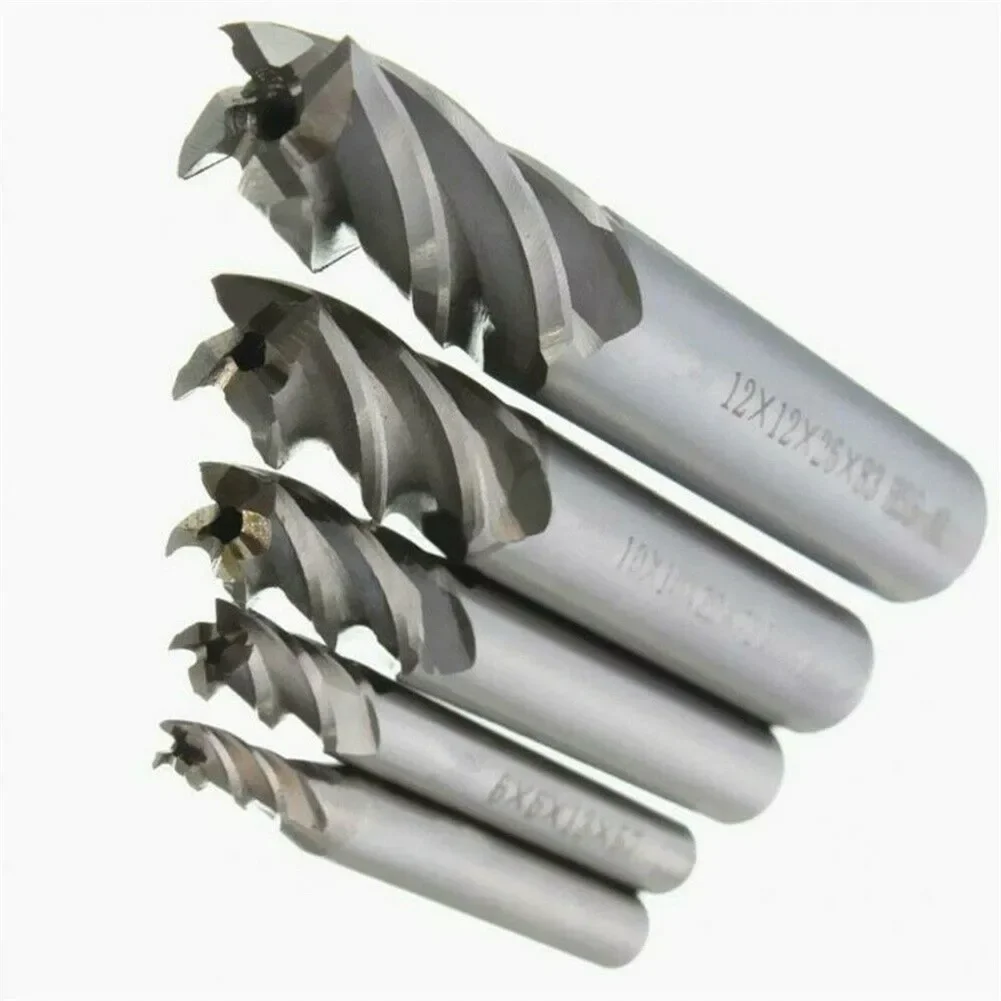 Brand New End Mill End Milling Cutter Accessories Replacement Silver Straight Handle 4 Flutes 4-12mm 5 Pcs/set